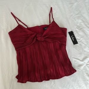 Lulus Plisse Tank Shirt in Wine Color NWT